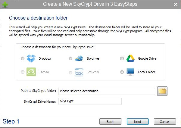 SkyCrypt Cloud Storage Supported Services