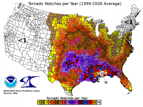 Tornado Watches Per Year - Public Domain