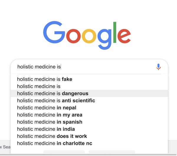 Google trends data for “holistic medicine is fake”: null finding.