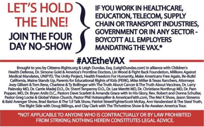 Nationwide Strike For Freedom Nov 8-11  Axe-vax