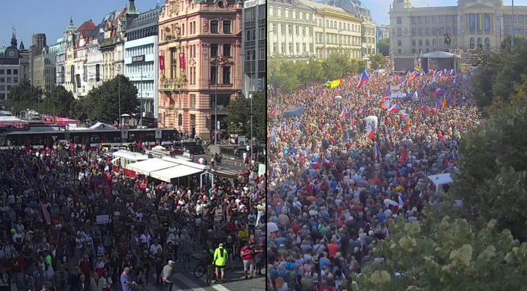 70,000 Czech Protesters Flood Prague Over Energy Crisis  Czech-protest