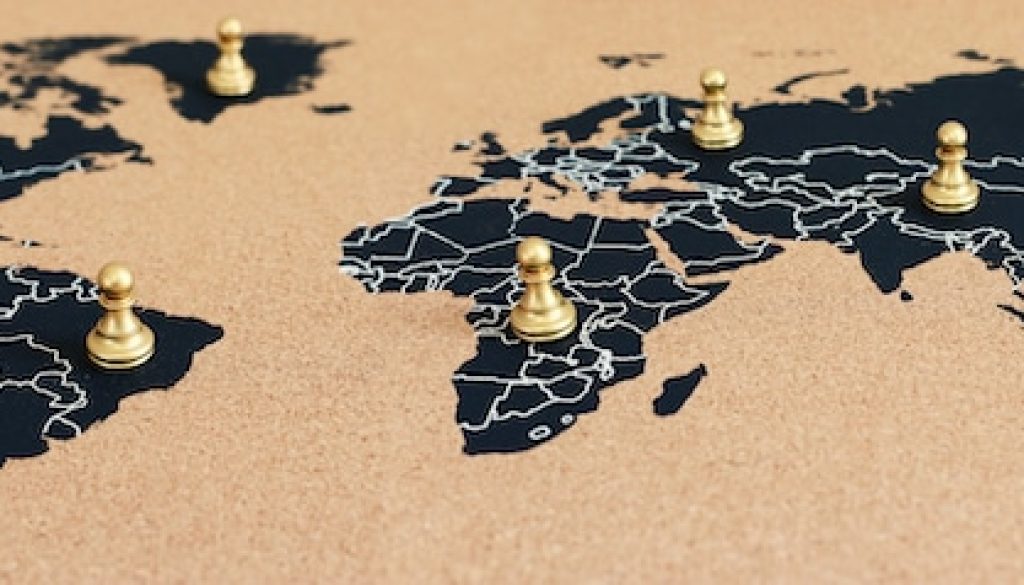 Concept,Of,Geopolitics,Or,Worldwide,Economy.,Chess,Figures,Placed,On