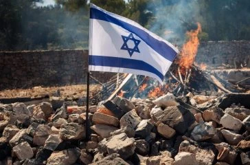 adobe-firefly-AI-israeli-flag-burning-rubble