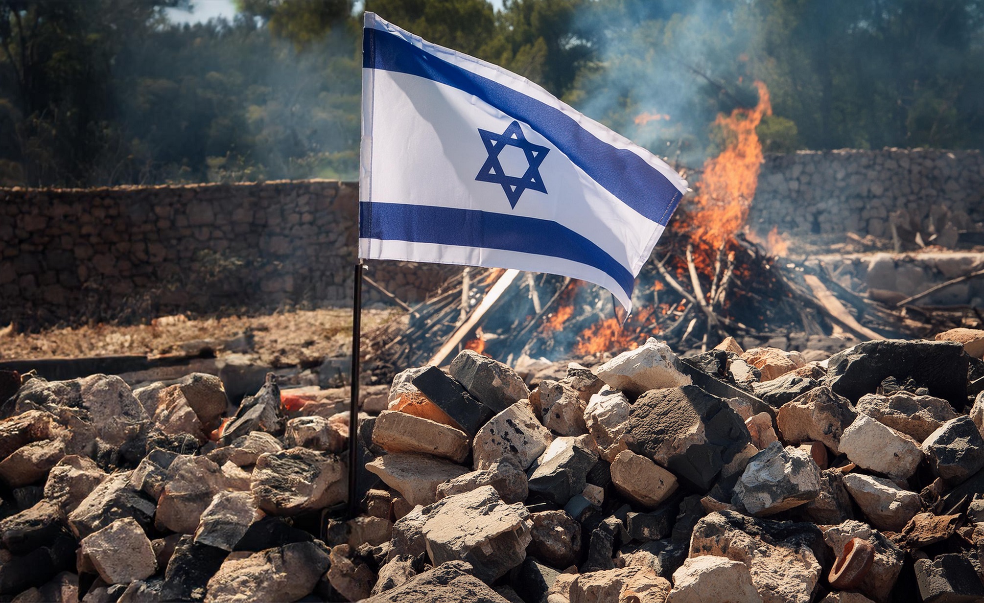 adobe-firefly-AI-israeli-flag-burning-rubble adobe-firefly-AI-israeli-flag-burning-rubble