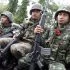 Thai soldiers are seen during a visit by Thai Prime Minister Abhisit Vejjajiva in Surin province