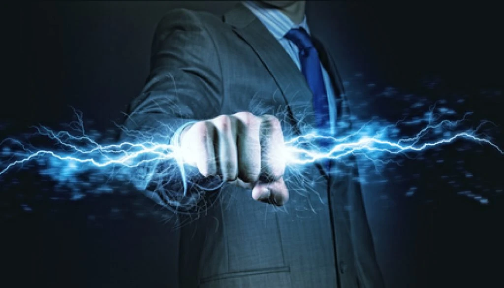 Businessman,Holding,Lightning,In,Fist.,Power,And,Control