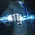 Businessman,Holding,Lightning,In,Fist.,Power,And,Control