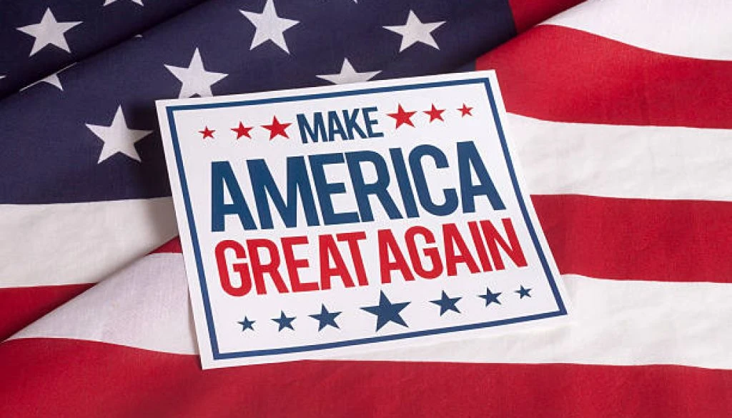 resolution american flag with sign Make America great again