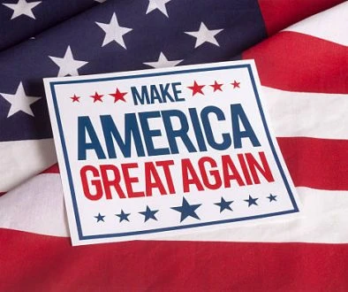 resolution american flag with sign Make America great again