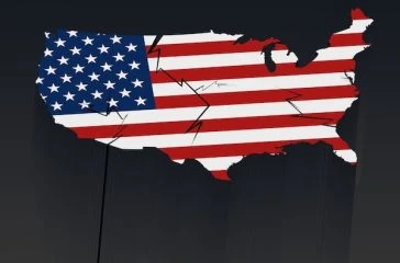 Map,Of,America,Usa,Divided,Into,Parts,,Destruction,-,As