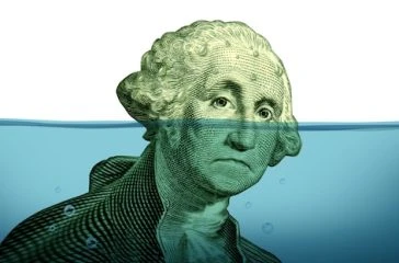 Debt,Problems,Keeping,Your,Financial,Head,Above,Water,Represented,By