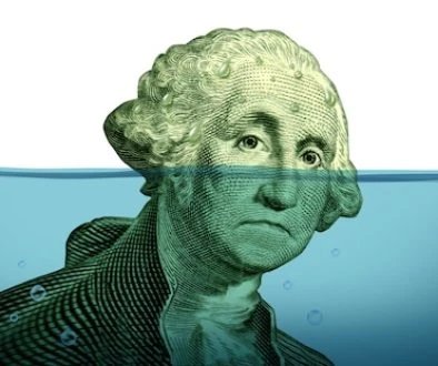 Debt,Problems,Keeping,Your,Financial,Head,Above,Water,Represented,By