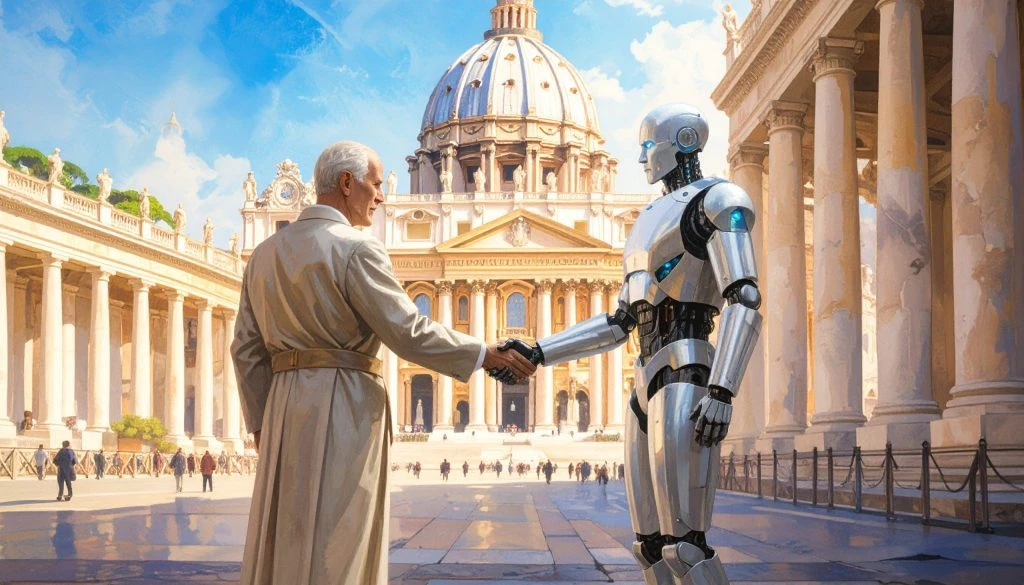 Firefly_the-pope-shaking-hands-with-a-robot-outside-the-vatican-270488-scaled