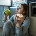 Woman-Snack-Refrigerator-Apple-Doughnut