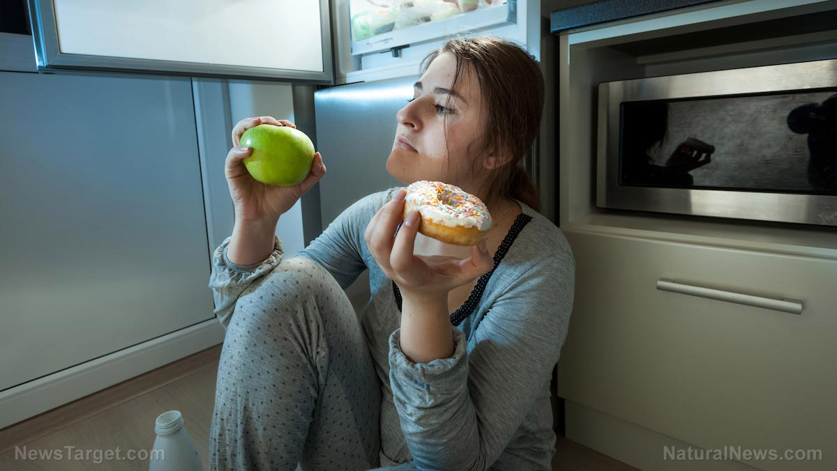 Woman-Snack-Refrigerator-Apple-Doughnut Woman-Snack-Refrigerator-Apple-Doughnut