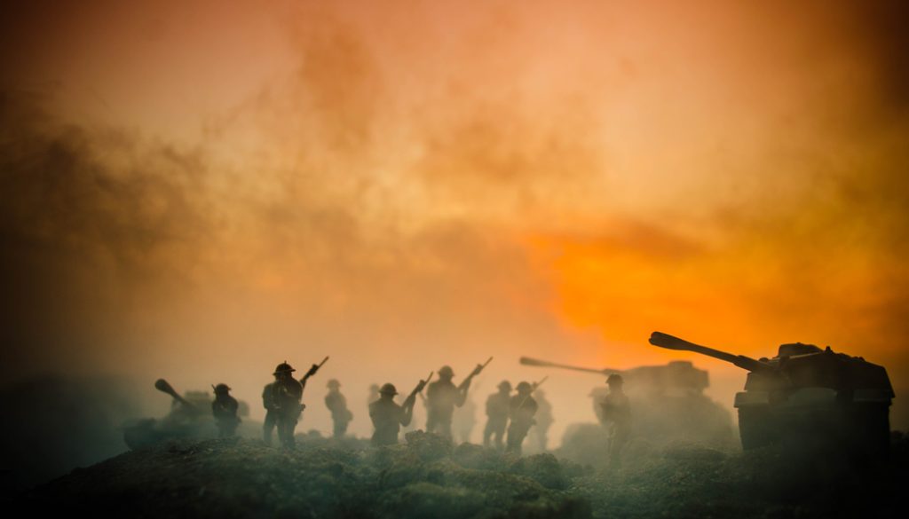 War,Concept.,Military,Silhouettes,Fighting,Scene,On,War,Fog,Sky