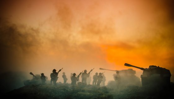 War,Concept.,Military,Silhouettes,Fighting,Scene,On,War,Fog,Sky