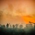 War,Concept.,Military,Silhouettes,Fighting,Scene,On,War,Fog,Sky