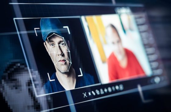 Deep fake. Deepfake and AI artificial intelligence video editing technology. Face of a person in editor. Machine learning concept. Fraud picture swap.