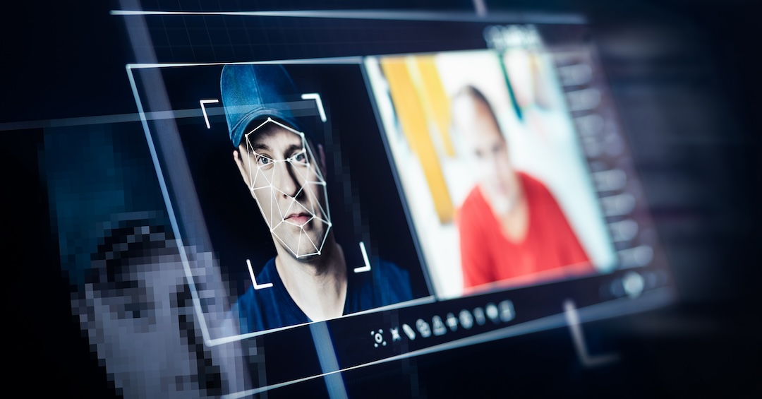 Deep fake. Deepfake and AI artificial intelligence video editing technology. Face of a person in editor. Machine learning concept. Fraud picture swap.