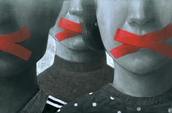 Political art, Concept idea of free speech freedom of expression and censored, surreal painting, portrait illustration , conceptual artwork illustration