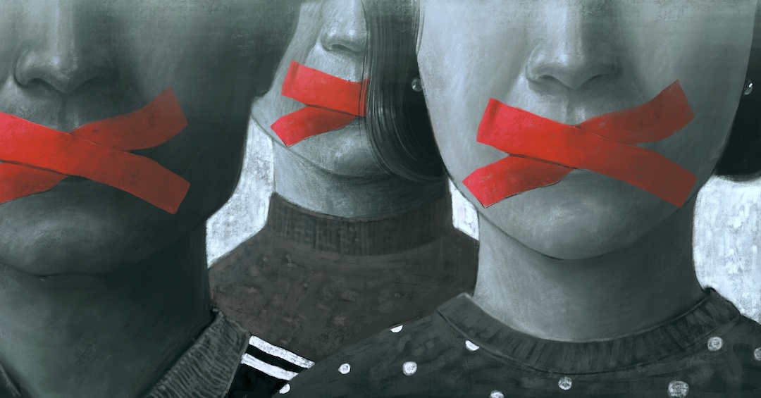 Political art, Concept idea of free speech freedom of expression and censored, surreal painting, portrait illustration , conceptual artwork illustration