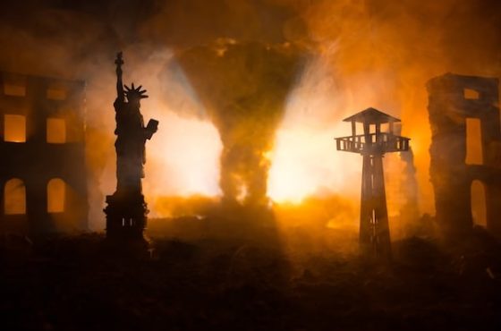 Conceptual,Image,Of,War,Between,Democracy,And,Dictatorship,Using,Toy