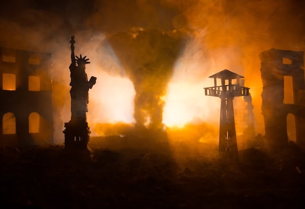 Conceptual,Image,Of,War,Between,Democracy,And,Dictatorship,Using,Toy