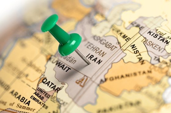 Location Iran. Green pin on the map.