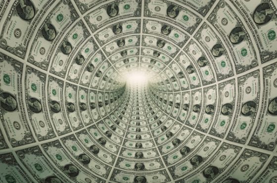 Tunnel,Of,Money,,Dollars,Towards,Light.,Conceptual