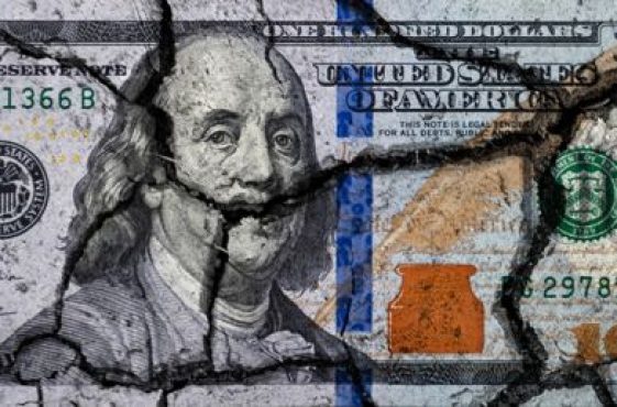 Hundred,Dollar,Bill,With,Cracks.,Us,Dollar,Banknote,Broken,Into