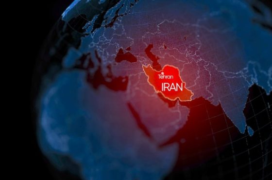 3d illustration, Middle east region map with Iran. Map of Iran a symbol of conflict