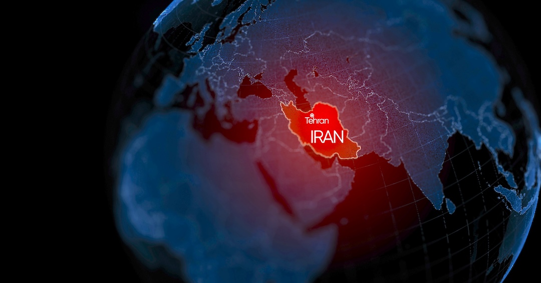 3d illustration, Middle east region map with Iran. Map of Iran a symbol of conflict