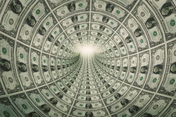 Tunnel,Of,Money,,Dollars,Towards,Light.,Conceptual