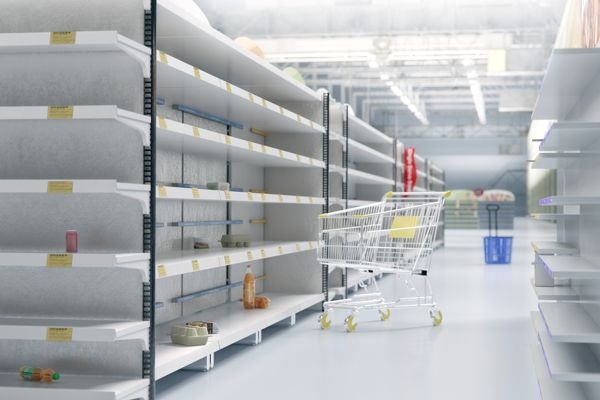 Empty,Shelves,In,Supermarket,Store,Due,To,China,Novel,Coronavirus