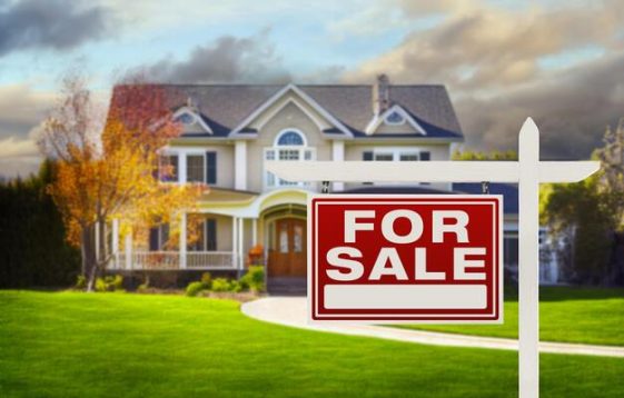 home-for-sale-real-estate-sign-in-front-of-house-generative-ai-photo