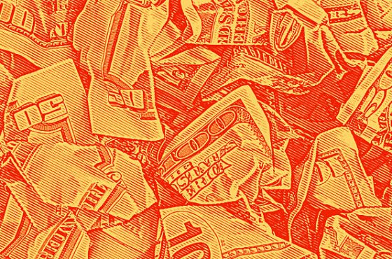 Pile of Crumpled US Paper Currency