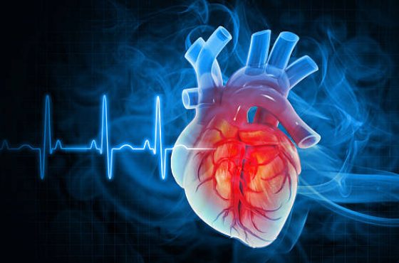 Heart attack and heart disease, ecg background. 3d illustration