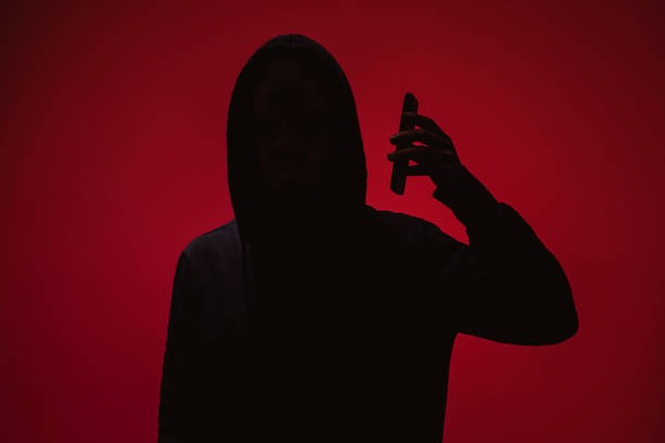 Silhouette on red background Silhouette on red background