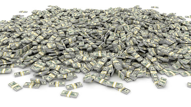Large pile of cash - US dollars on white background Large pile of cash - US dollars on white background