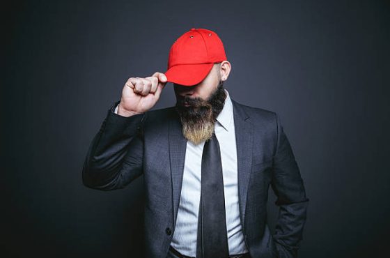 Portrait of hipster businessman.